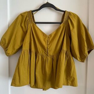 Free People puff sleeve babydoll top
